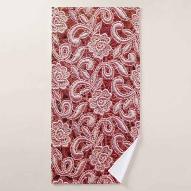 Textura de encaje fino rosa con un hermoso vin sin (Toalla de baño)
