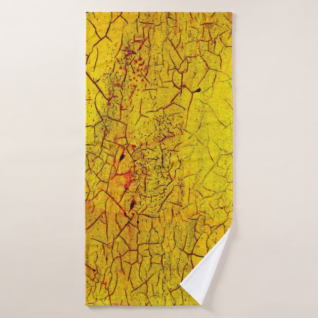 Textura de la pintura amarilla antigua agrietada a (Toalla de baño)