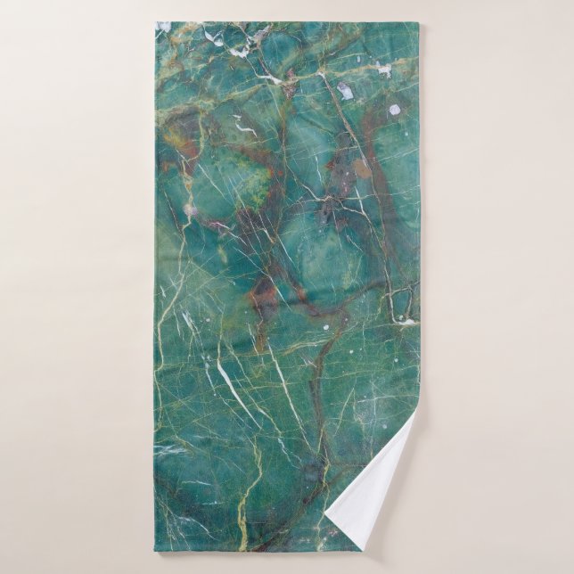 Textura de mármol verde malaquita, estructura de d (Toalla de baño)