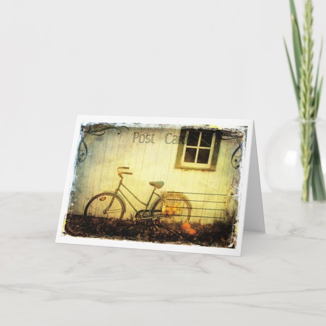 Textura de postal de la bicicleta de otoño (Anverso)
