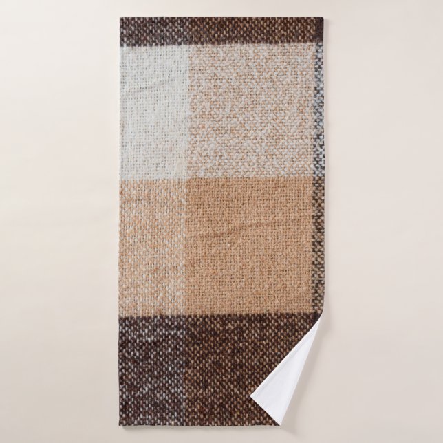 Textura de tela de lana trenzada de color marrón.  (Toalla de baño)