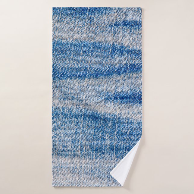 Textura de tela de vaqueros azules, fondo textil (Toalla de baño)