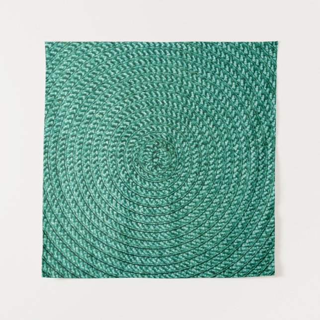 Textura de tela verde trenzada artificial. (Anverso)