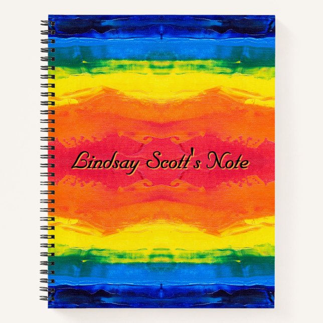 Textura de Tie Dye Colorida Diario de Nombre Perso (Anverso)