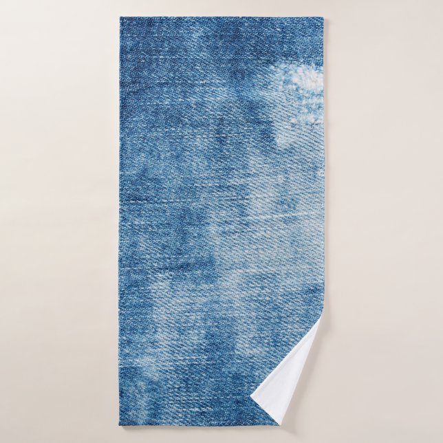 Textura de vaqueros de denim azul (Toalla de baño)