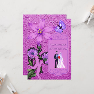 Textura floral rosa Invitación a la boda islámica