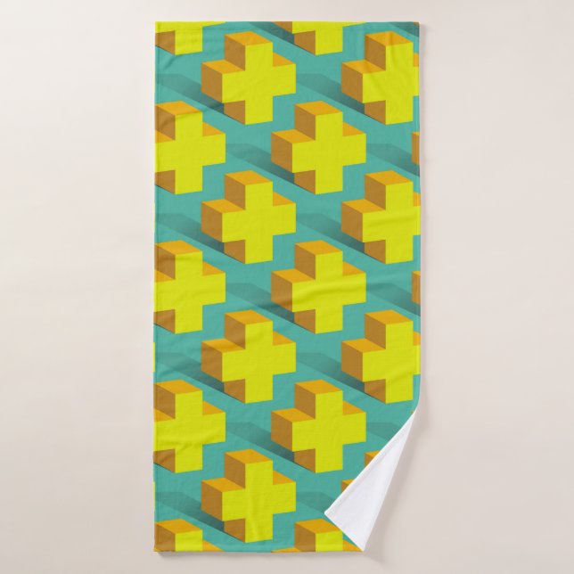 Textura geométrica abstracta de las cruces amarill (Toalla de baño)