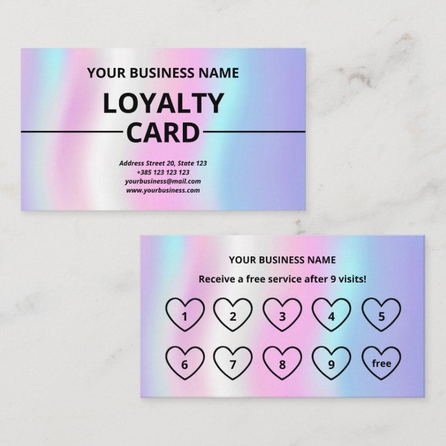 Textura iridiscente Tarjeta de fidelidad moderna (Anverso / Reverso)