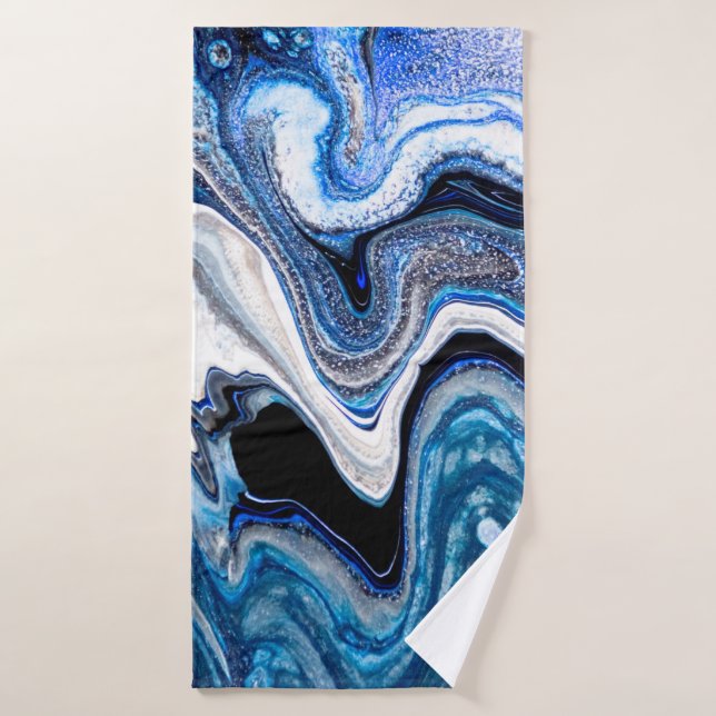 Textura líquida de mármol abstracto en gli blanco  (Toalla de baño)