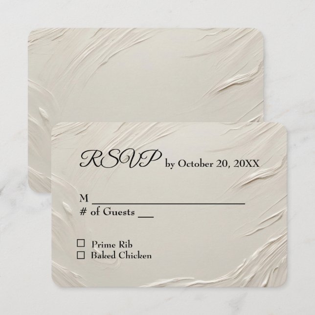 Textura marfil abstracto para RSVP de boda (Anverso / Reverso)