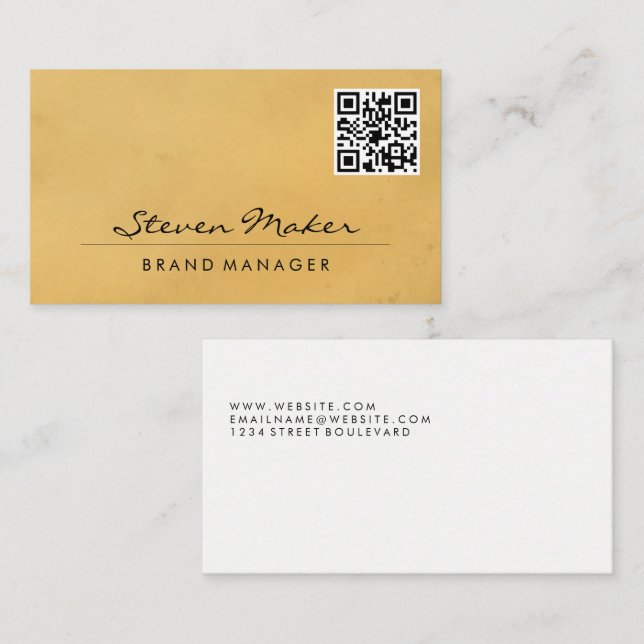 Textura marrón | Tarjeta de presentación QR Code (Anverso / Reverso)