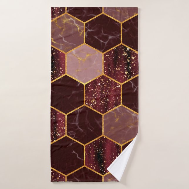 Textura sin soldadura de hexágono de mármol con or (Toalla de baño)
