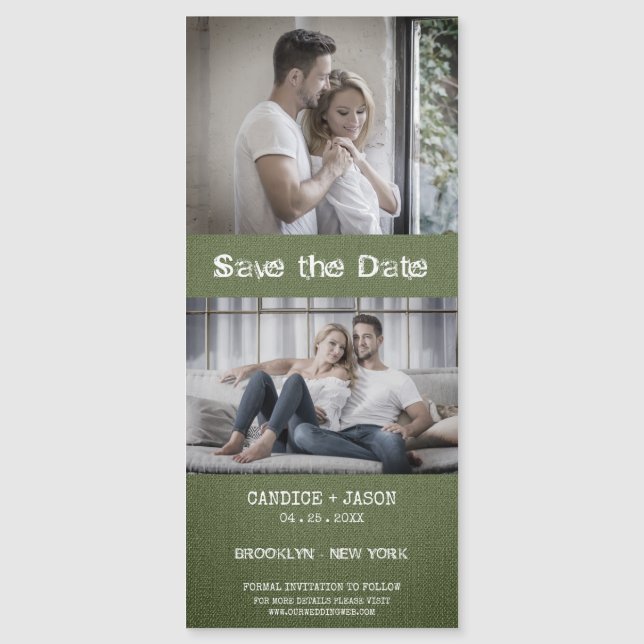 Textura textil verde en pareja romántica (Anverso)