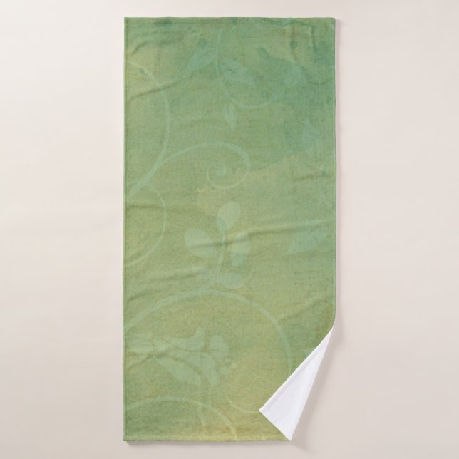 Textura verde floreciente vintage (Toalla de baño)