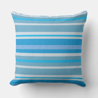 TEXTURED BLUE COTTON STRIPTS lanzar cojín