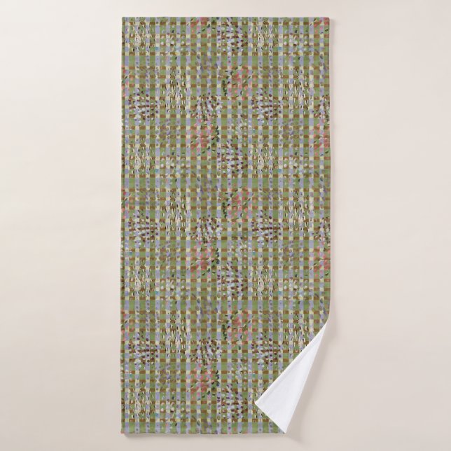 Textured Pointillism Grid Pattern Artwork (Toalla de baño)