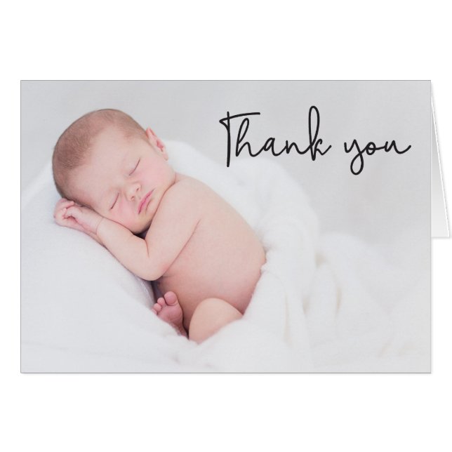 Thank You and Baby Birth Announcement, Modern (Anverso (Horizontal))