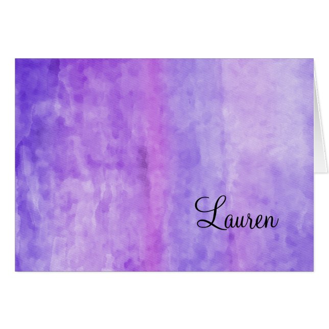 Thank You Card Watercolor Streaks Purple (Anverso (Horizontal))