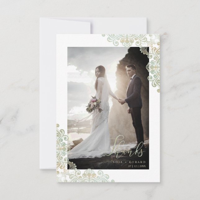 Thank You Guests Just Married Lace  Photo Wedding (Anverso)