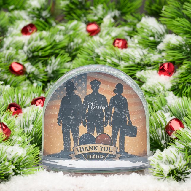 "Thank You, Heroes" First Responder Snow Globe (Navidad)