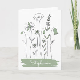 Thank You Note Card - Minimalist Wildflowers