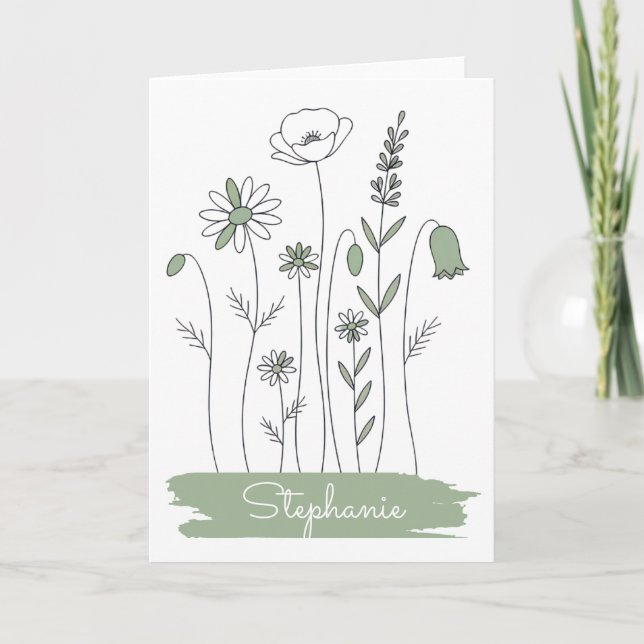Thank You Note Card - Minimalist Wildflowers (Anverso)