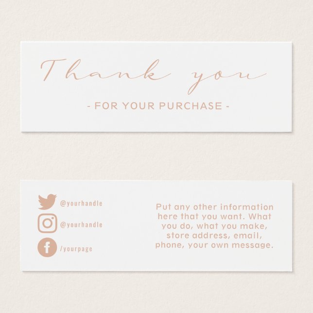 Thank you order, social media insert card (Anverso y reverso)