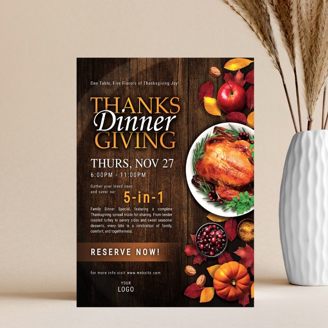 Thanksgiving Dinner Restaurant Special Event Flyer (Subido por el creador)