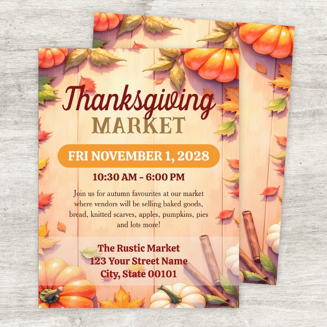 Thanksgiving Market Autumn Event Flyer Template (Subido por el creador)