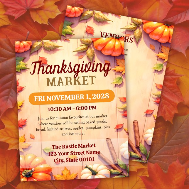 Thanksgiving Market Autumn Event Flyer Template (Subido por el creador)