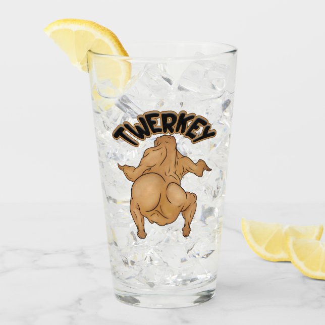 Thanksgiving Twerkey Glass Cup (Anverso (hielo))
