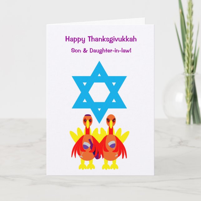 Thanksgivukkah Funny Turkeys Tarjeta de saludo de  (Anverso)