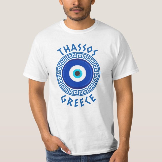 Thassos, Grecia - Camiseta de ojos malvados griego (Anverso)