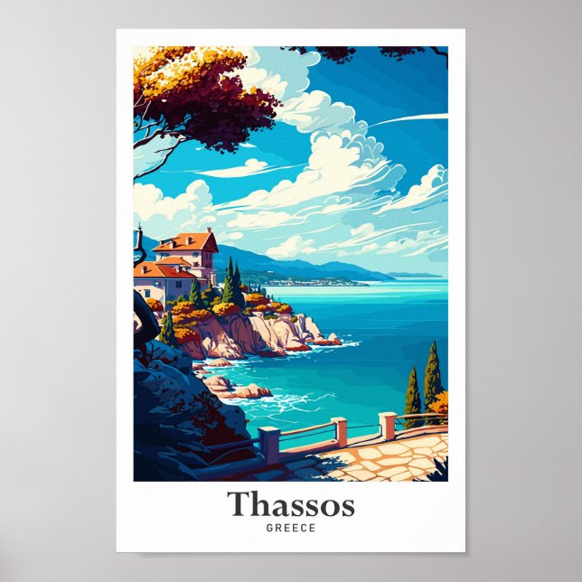Thassos Grecia Ilustracion de viajes de arte (Frente)