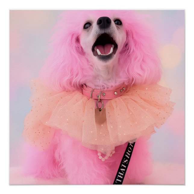 That’s Hot That’s Pink Retro Kawaii Poodle Poster (Anverso)