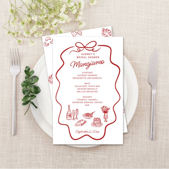 That's Amore Red Doodle Frame Bridal Shower Menu (Subido por el creador)