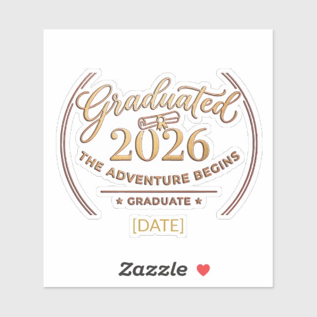 The Adventure Begins / Pegatina Graduación 2026 (Hoja)
