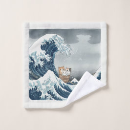 The Great Wave off Kanagawa with Cute Kittens ウォッシ