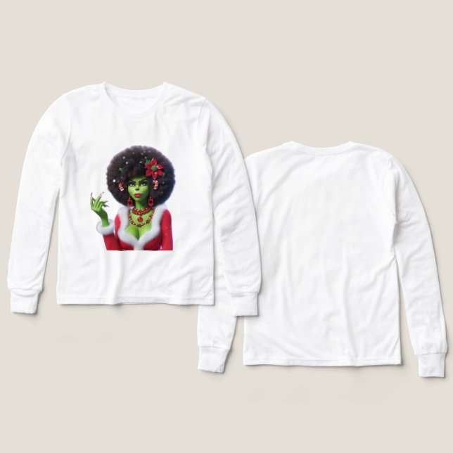 The Grinch Woman — Funny Christmas T-Shirt by MaMu (Diseño frontal y trasero)