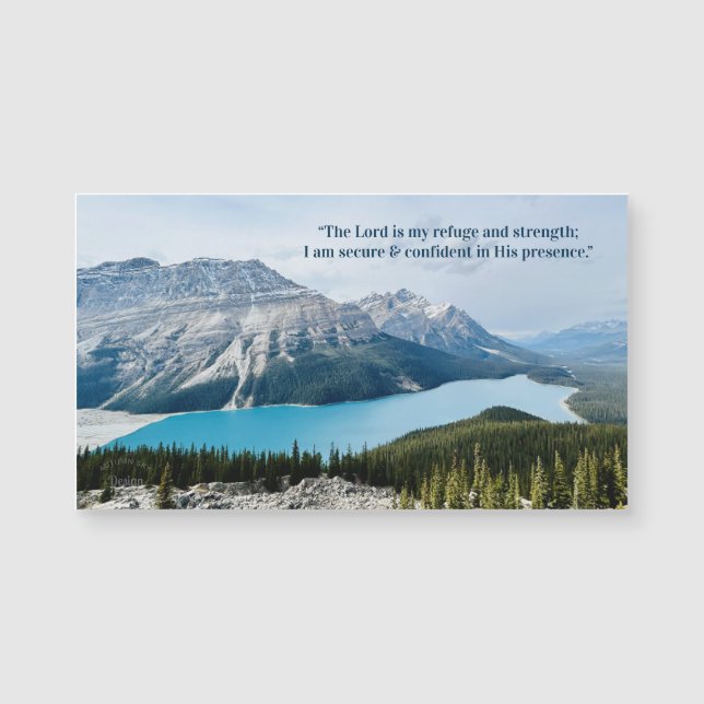 The Lord Is My Refuge Mountain Lake Photo Magnet (Anverso)