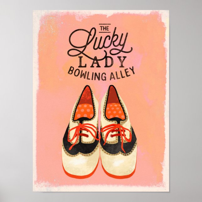 "The Lucky Lady Bowling Alley" Arte Retro de Guay (Frente)