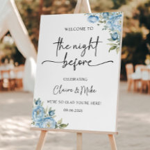 The Night Before Sign Dusty Blue Rehearsal Dinner 
