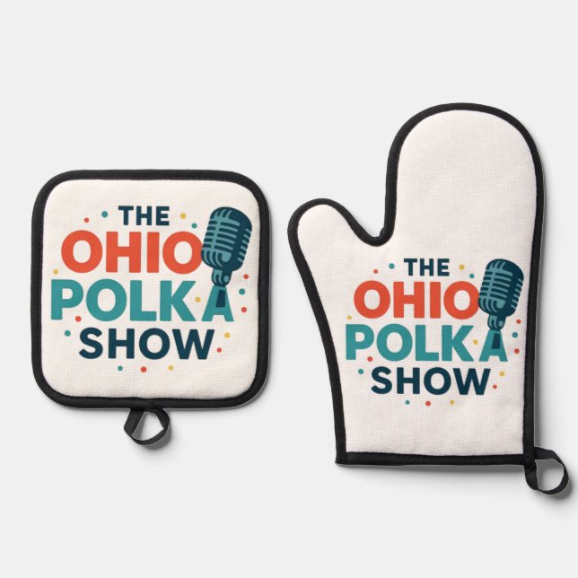 The OHIO Polka Show Oven Mitt and Pot Holder Set (Anverso)