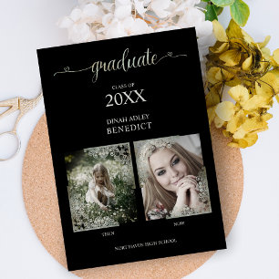 Then & Now Photos Graduate Announcement on Black