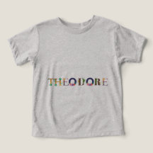 THEODORE Nombre Arte Con Flores Embrodadas