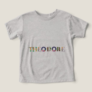 THEODORE Nombre Arte Con Flores Embrodadas