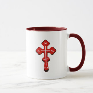 Theotokos con el icono del niño y la taza cruzada