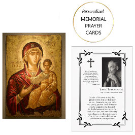 Theotokos y la tarjeta de oración del funeral del