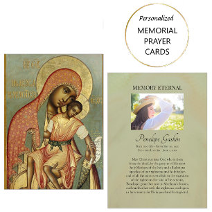 Theotokos y la tarjeta funeraria ortodoxa del niño