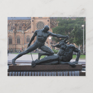 Theseus y la postal de la estatua de Minotaur